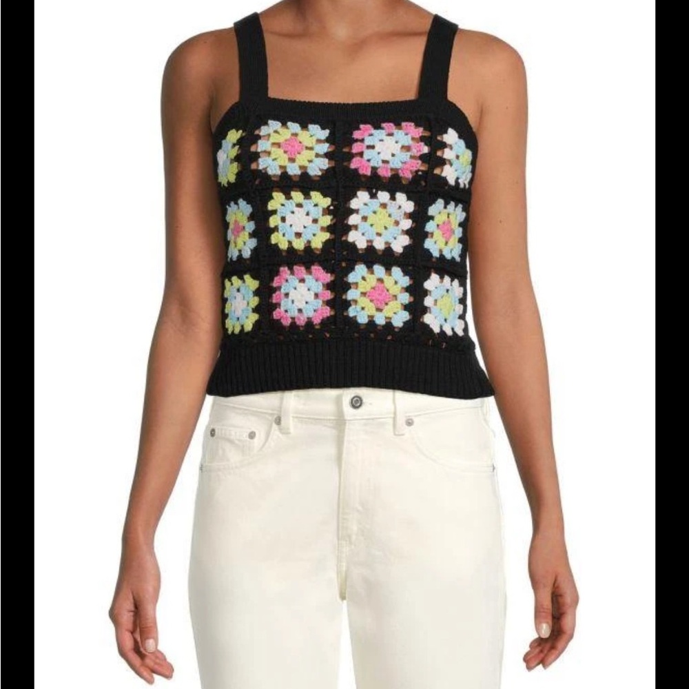 Design 365 Colorful Crochet Patterned Women's Top Size Medium